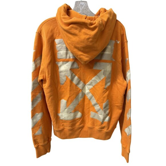 Off-White Virgil Abloh Orange Graphic Hoodie With Arrows & Logo Design - Picture 2 of 12
